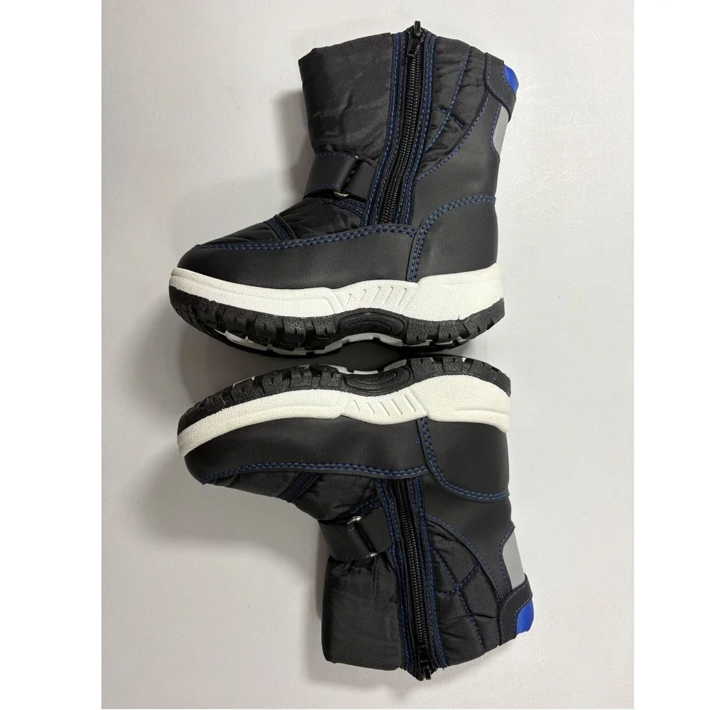 K KomForme Unisex Black Blue Winter Snow Boot Fleece Lined Zipper Size 5 Toddler